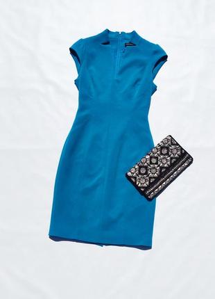 Яркое голубое плотное платье karen millen