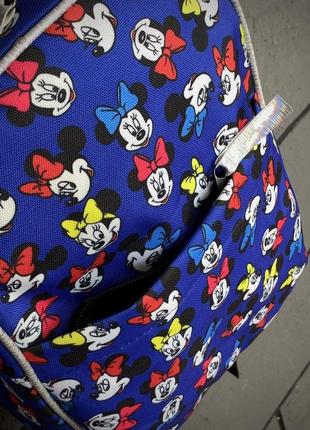 Дитячий шкільний рюкзак міккі маус стильний портфель з принтом світловідбиваючий унісекс синій6 фото