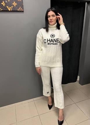Черный стильный костюм женский костюм в стиле chanel