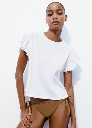 Футболка оверсайз з рюшами оборками літній топ майка з воланами zara