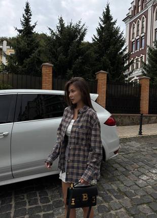 Фланелева сорочка в клітинку на гудзиках, жіноча рубашка з фланелі, 228