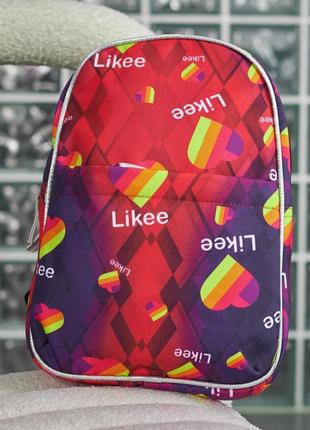Дитячий шкільний рюкзак likee стильний портфель з принтом лайк світловідбиваючий унісекс червоний