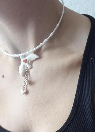 Чокер горлиця пташка полімерка.