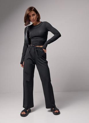 Еластичний жіночий спортивний костюм — чорний колір, l (є розміри)