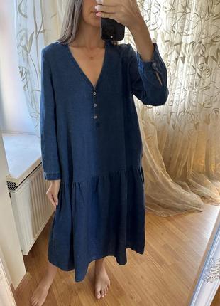 Льняное платье zara лен платье