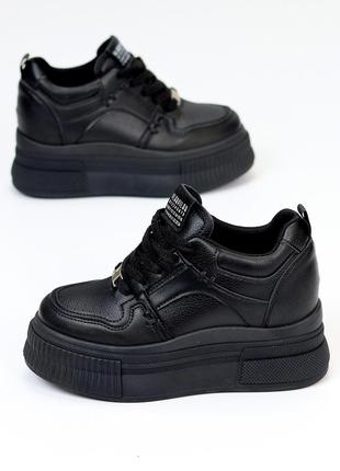 Модные черные кроссовки сникерсы на платформе 39-24 см
