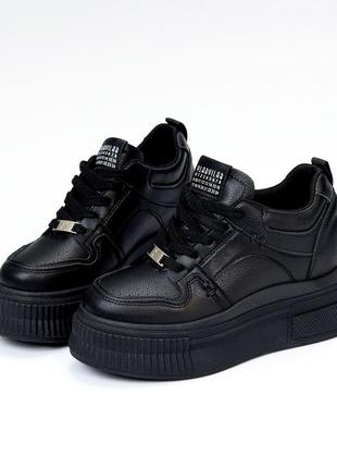 Модные черные кроссовки сникерсы на платформе 39-24 см