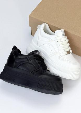 Модные черные кроссовки сникерсы на платформе 39-24 см