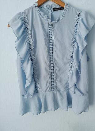 Блуза блузка топ голуба базова світла класична сток нова4 фото