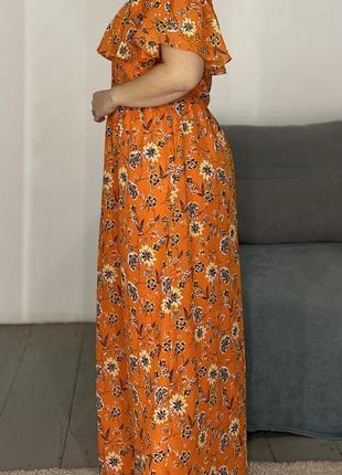 Яркое шифоновое платье макси в цветочный принт No5903 фото