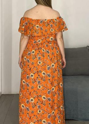 Яркое шифоновое платье макси в цветочный принт No5904 фото