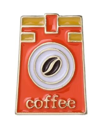 Брошь брошка пин значок металл эмаль кофе coffee