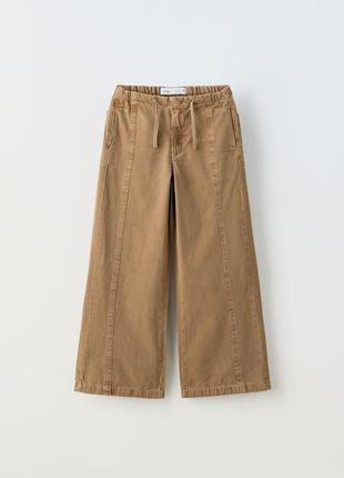 Zara модные фирменные широкие брюки кюлоты клеши зара на девочку брюки бренд