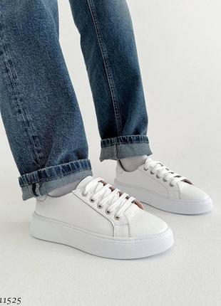 Кеды женские белые кожаные