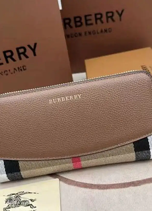 Гаманець burberry бежевий жіночий клатч на подарунок в фірмовій коробці