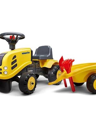 Трактор каталка з причепом falk komatsu жовтий 286c