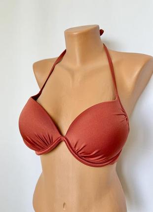 H&m верх від купальника супер пушап рудий кораловий пуш ап 75d push-up