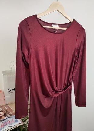 Новое блестящее бордовое женское платье vila4 фото