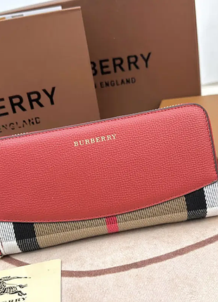 Гаманець burberry червоний жіночий клатч на подарунок в фірмовій коробці