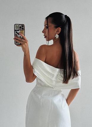 Платье мини атласное и свадебное бандо