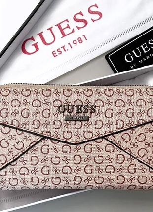 Гаманець guess бежевий жіночий клатч на подарунок в фірмовій коробці