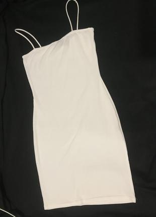 Белое платье в рубчик на брителях в утяжеление9 фото