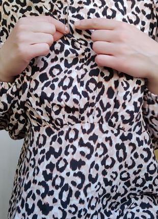 Леопардовая блуза рубашка с объемными рукавами блуза в анималистический принт2 фото