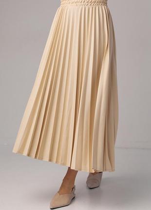 Плиссированная юбка миди - бежевый цвет, s (есть размеры)