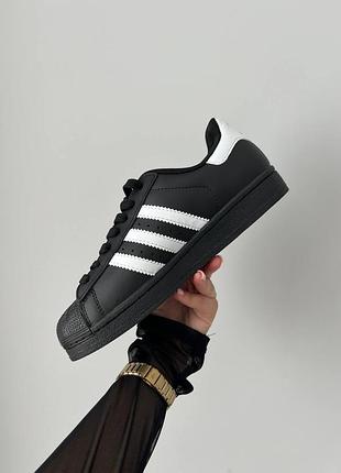 Adidas superstar black white женские кроссовки адидас суперстар черные9 фото