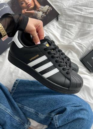 Adidas superstar black white женские кроссовки адидас суперстар черные4 фото