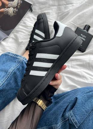Adidas superstar black white женские кроссовки адидас суперстар черные3 фото