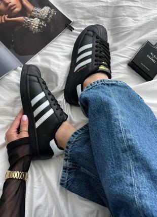 Adidas superstar black white женские кроссовки адидас суперстар черные7 фото