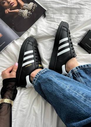 Adidas superstar black white женские кроссовки адидас суперстар черные6 фото