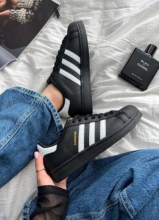 Adidas superstar black white женские кроссовки адидас суперстар черные5 фото