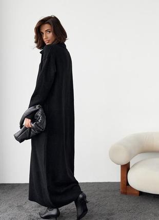 В'язане плаття oversize з високою горловиною — чорний колір, l (є розміри)2 фото