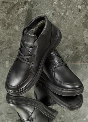 Чоловічі черевики 20131 чорні шкіра5 фото