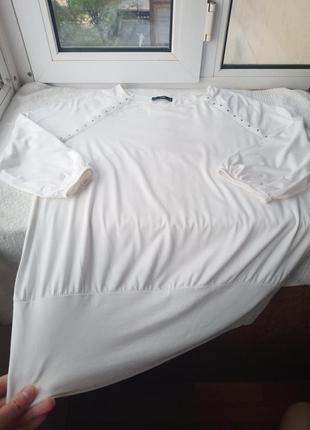 Брендовая вискозная трикотажная блуза блузка лонгслив большого размера батал9 фото