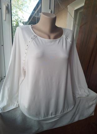 Брендовая вискозная трикотажная блуза блузка лонгслив большого размера батал5 фото
