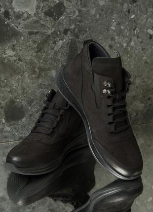 Чоловічі черевики 16792 чорні нубук8 фото