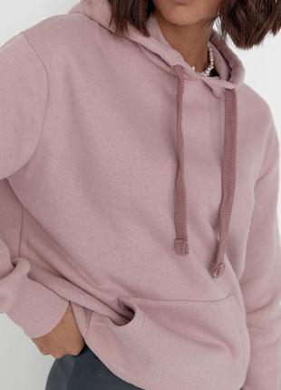 Женское теплое худи с карманом спереди - лавандовый цвет, m/l (есть размеры)4 фото