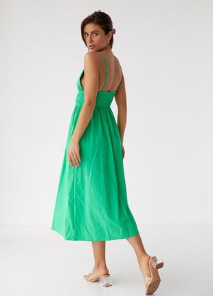Однотонный сарафан с резинкой на талии foli women - зеленый цвет, l (есть размеры)2 фото