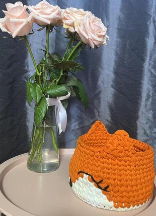 Інтер‘єрна корзина органайзер дитячий лисичка подарунок для дитини кашпо для квітів hand made2 фото