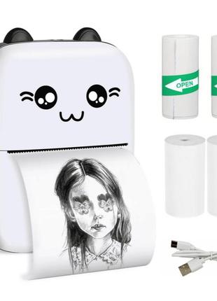 Маленький принтер для друку з телефону портативний дитячий принтер кишеньковий міні принтер котик
