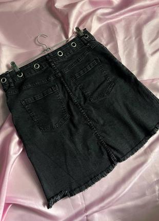 Джинсова спідничка джинс спідниця з бахромою3 фото