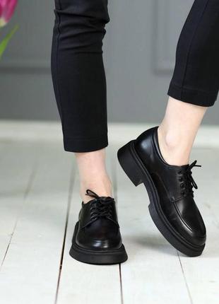 Туфли женские кожаные  585139 черные2 фото