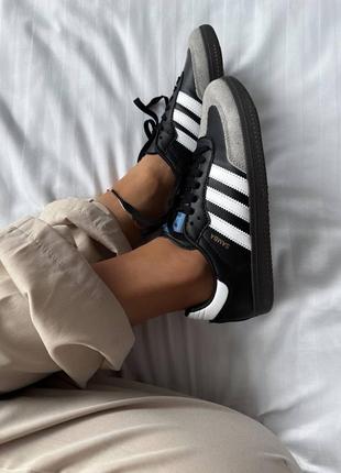 Адідас самба чорні з міри шкіряні adidas samba black/grey6 фото