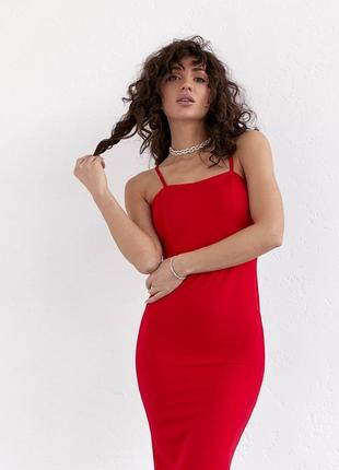 Сукня міді приталеного крою на бретелях fame istanbul — червоний колір, m (є розміри)3 фото