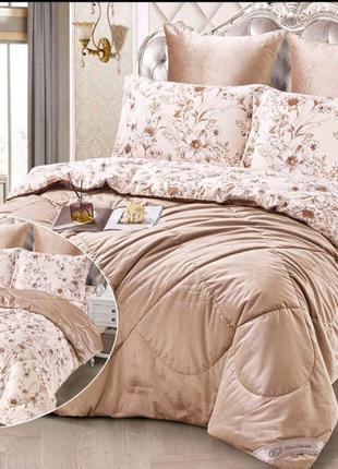 Комплект постільної білизни з літньою ковдрою фланель/велюр