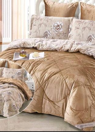 Комплект постільної білизни з літньою ковдрою фланель/велюр