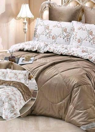 Комплект постільної білизни з літньою ковдрою фланель/велюр